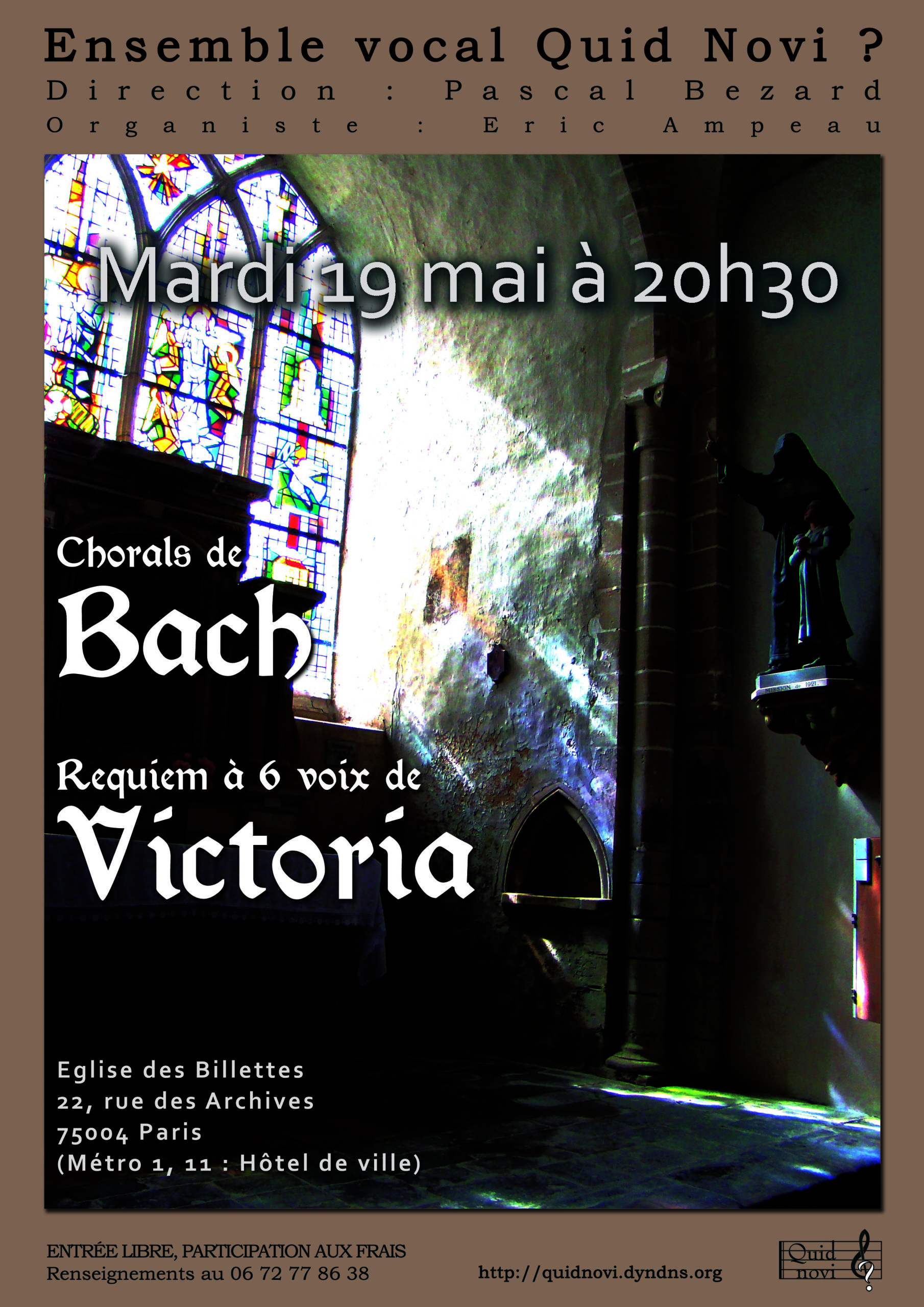 Chorals de Bach et Requiem de Victoria aux Billettes